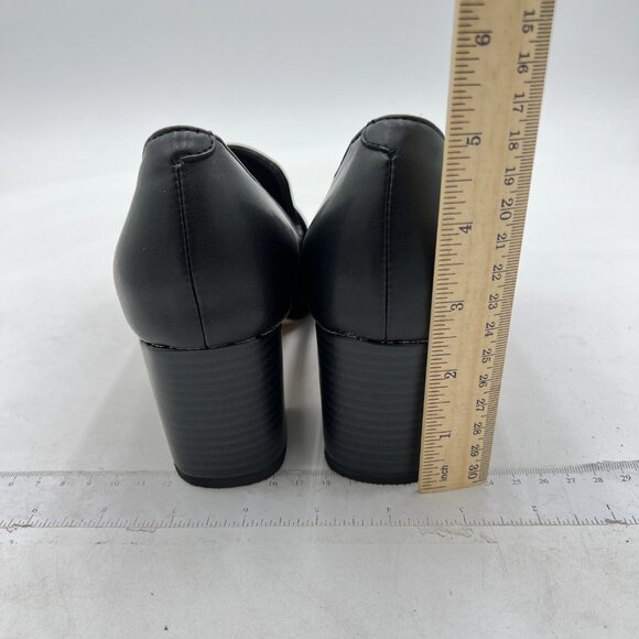 Classic Black Block Heel Loafers - Picture 5 of 8